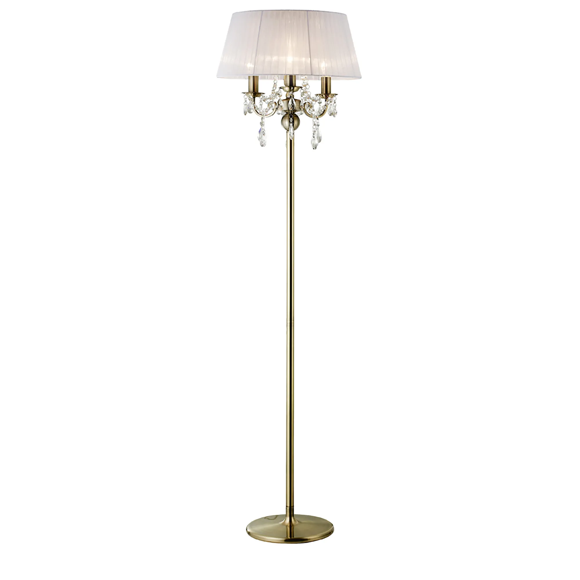 IL30066/WH  Olivia Crystal 163cm Floor Lamp 3 Light